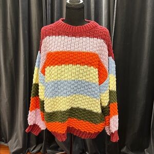 BiBi Colorful Striped Crew Neck Sweater